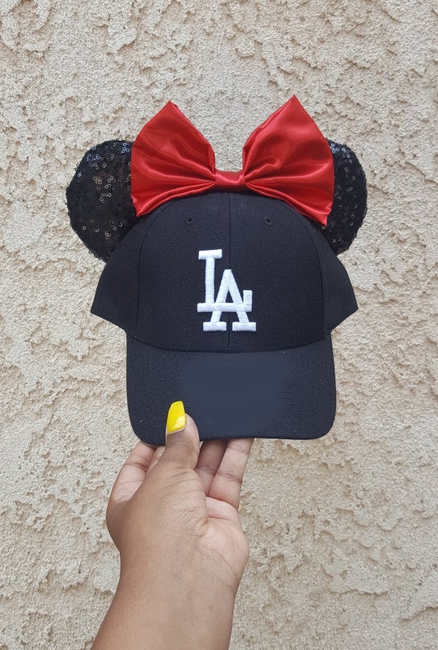 Ready to Ship- Mouse Ear Team Hat- Black LA Dodgers